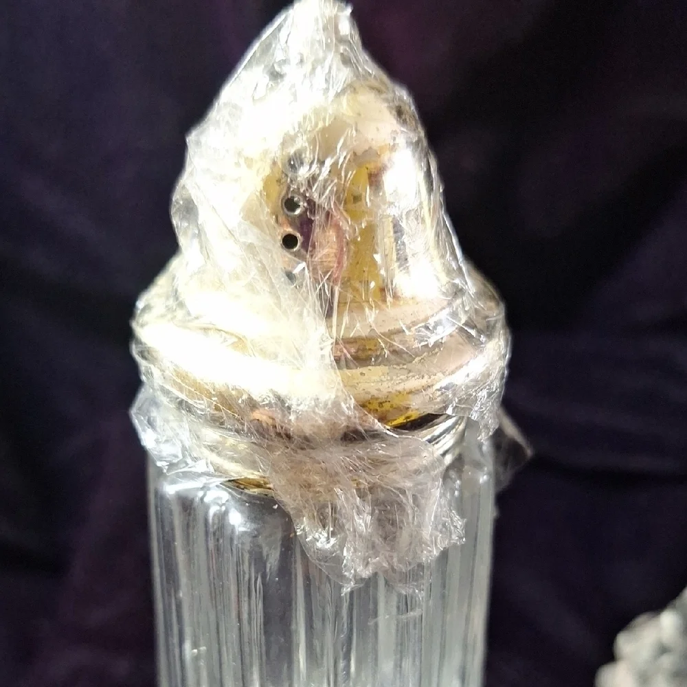 Vintage Crystal Dusting S&P Style Shakers with Silver Tops